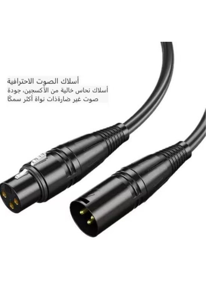 كابل ميكروفون XLR ذكر إلى أنثى 3 دبوس مدفع كابل تمديد متوازن لتطبيقات التسجيل، الخلاطات، أنظمة السماعات، أضواء DMX، خلاط، مكبرات الصوت ( 5 أمتار) - Image 1