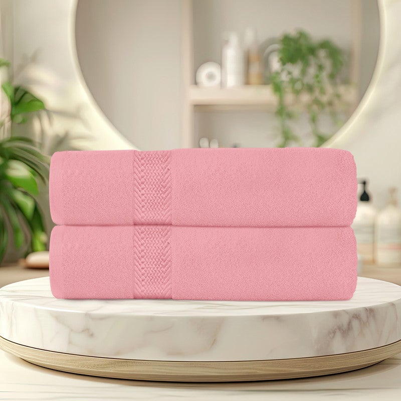 ريست REST Bath Towel  Set of 2 Dust Pink Cotton Towel  70x140cm , 27x55 inch Luxury Hotel Towel Set Absorbent Durable Lightweight Washable Quick Dry Spa Quality Beach Pool Family Bath Towel. - Image 2