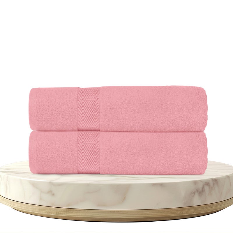 ريست REST Bath Towel  Set of 2 Dust Pink Cotton Towel  70x140cm , 27x55 inch Luxury Hotel Towel Set Absorbent Durable Lightweight Washable Quick Dry Spa Quality Beach Pool Family Bath Towel. - Image 1