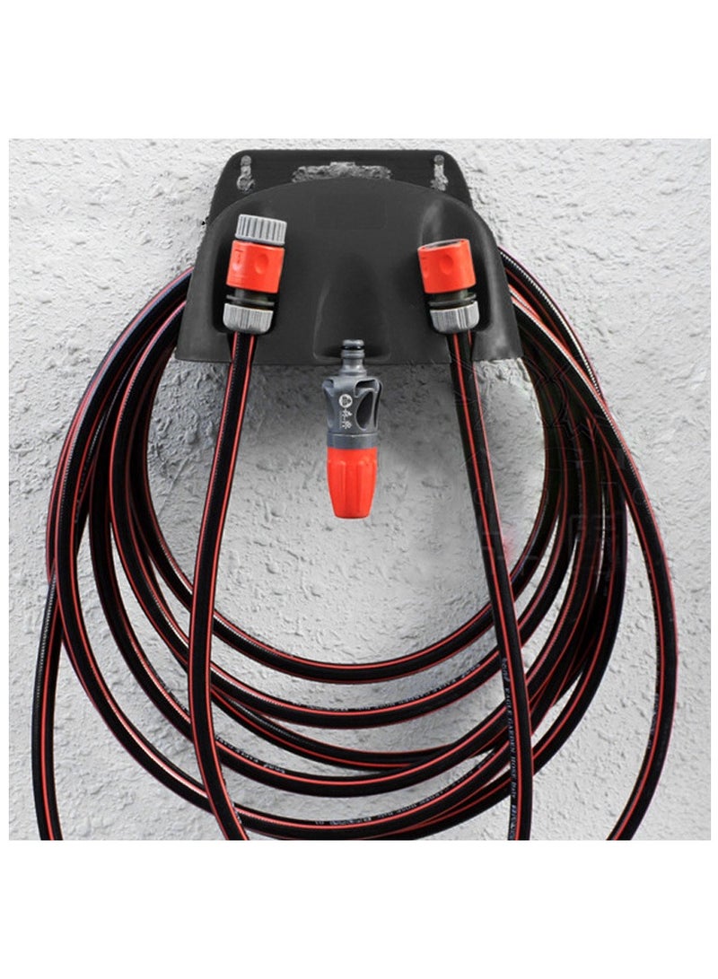 SYOSI حامل خرطوم مثبت على الحائط، منظم خرطوم الحديقة، رف تخزين كابل، حاملة خرطوم مثبتة على السياج، بكرة خرطوم، تخزين خرطوم، مقبض مريح ومقاوم للصدأ - أداة الحدائق الاحترافية (أسود) - Image 2