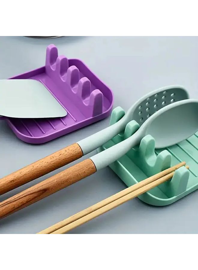Green Kitchen Utensil Holder Set of 3 Spoons Spatulas Lids Organizer Durable Plastic Countertop Storage Home Restaurant Use - Image 1