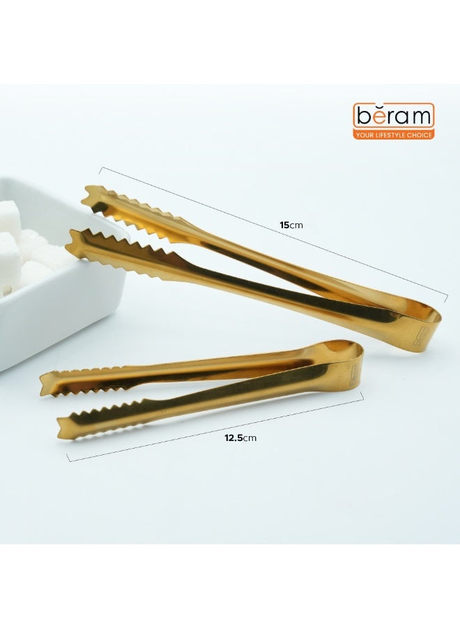 Beram Sugar Tong Stainless Steel Mini Tongs for Sugar Cubes Ice Snacks & Tea Parties – Durable Rust-Resistant (4, Gold, 15+12.5) - Image 5