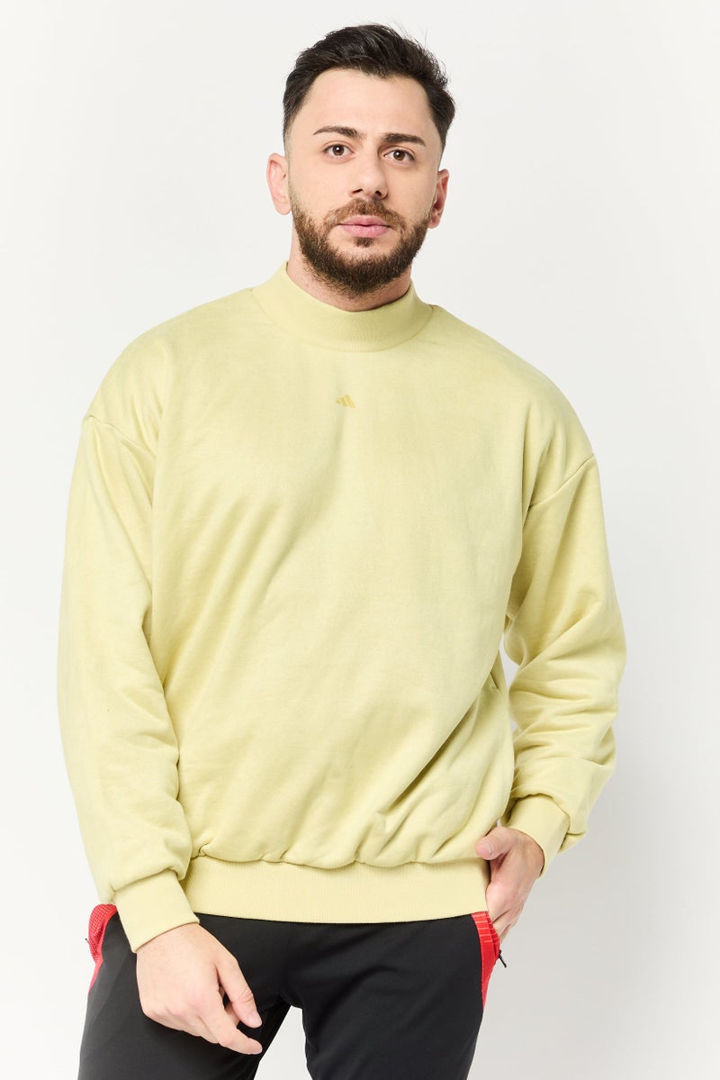 Adidas Men Sportswear Fit Long Sleeve Basketball Sweatshirt, Acid Yellow  - Image 1