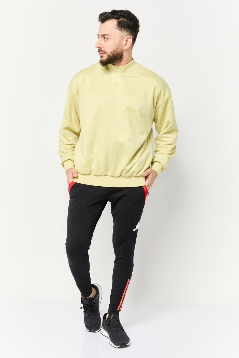 Adidas Men Sportswear Fit Long Sleeve Basketball Sweatshirt, Acid Yellow  - Image 2
