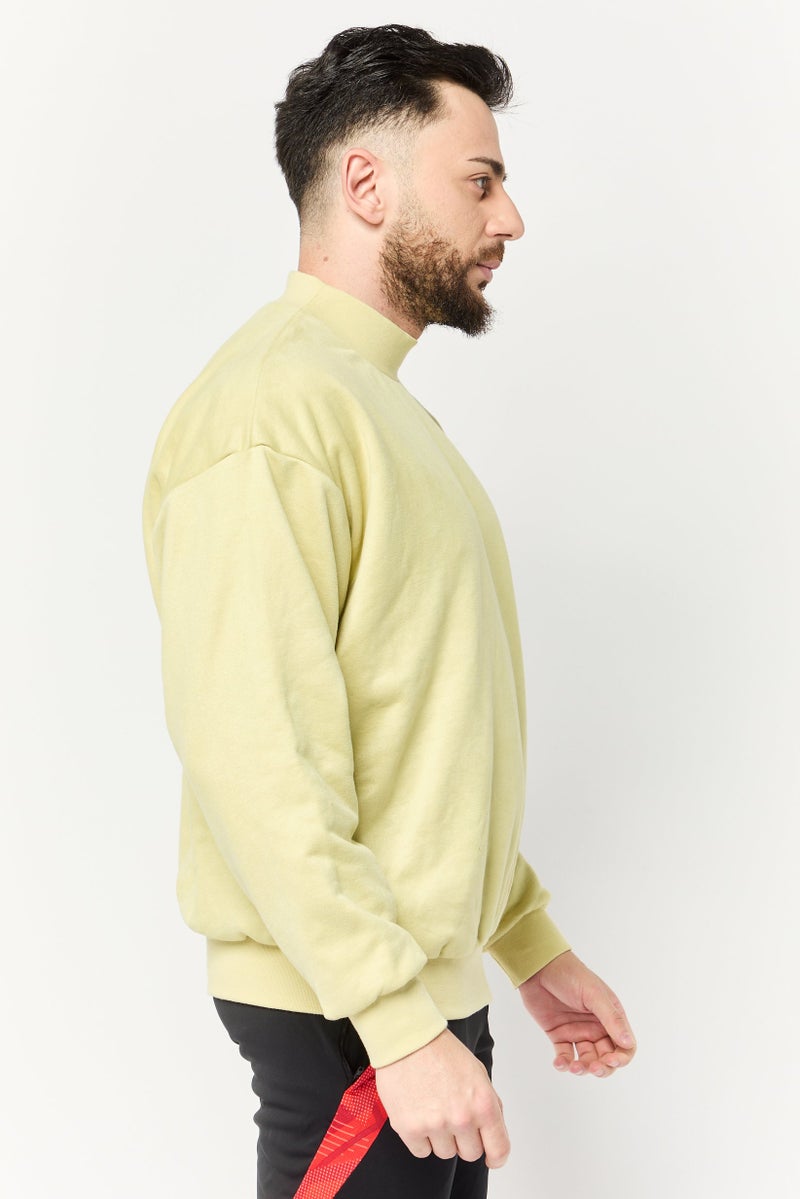 Adidas Men Sportswear Fit Long Sleeve Basketball Sweatshirt, Acid Yellow  - Image 3