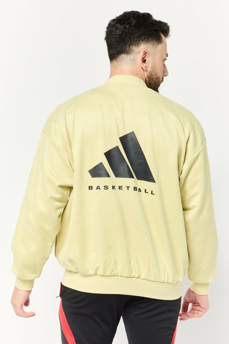 Adidas Men Sportswear Fit Long Sleeve Basketball Sweatshirt, Acid Yellow  - Image 4