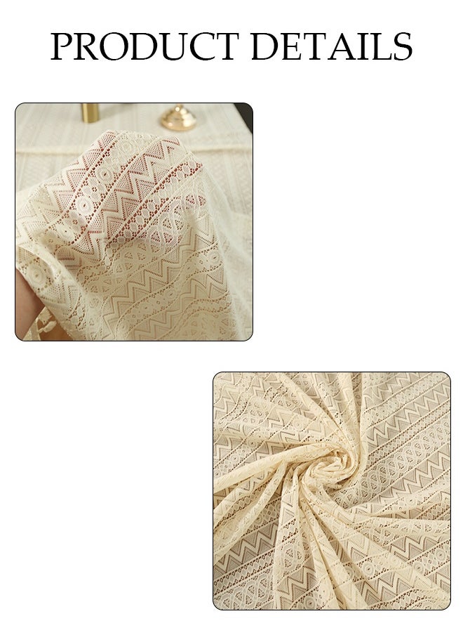 Cotton Linen Tablecloth, Household Anti Slip Lace Table Mat, Rectangular Tablecloth With Tassels, Dustproof, Heat Resistant And Wear Resistant, Suitable For Dining Tables, Desks, Dressing Tables, Counters, Coffee Tables, 140 * 200cm