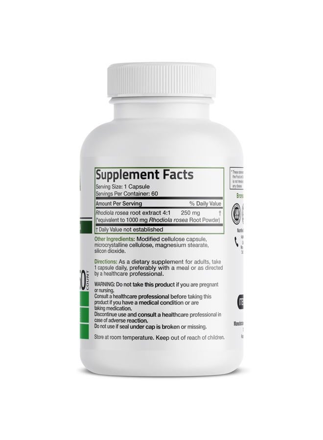 Bronson Rhodiola Rosea Vegetarian Capsules - Adaptogenic Herb - Brain, Stress & Mood Support - Non-GMO, 60 Count - Image 2