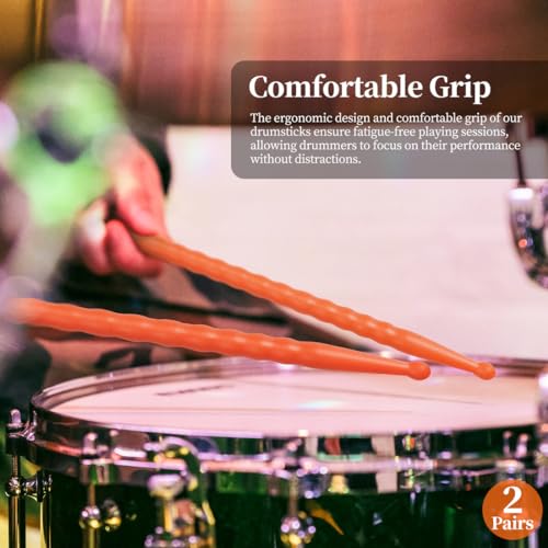 ARLX Drum Sticks 5a 2 Pack Orange Carbon Fiber Drumsticks - Image 2