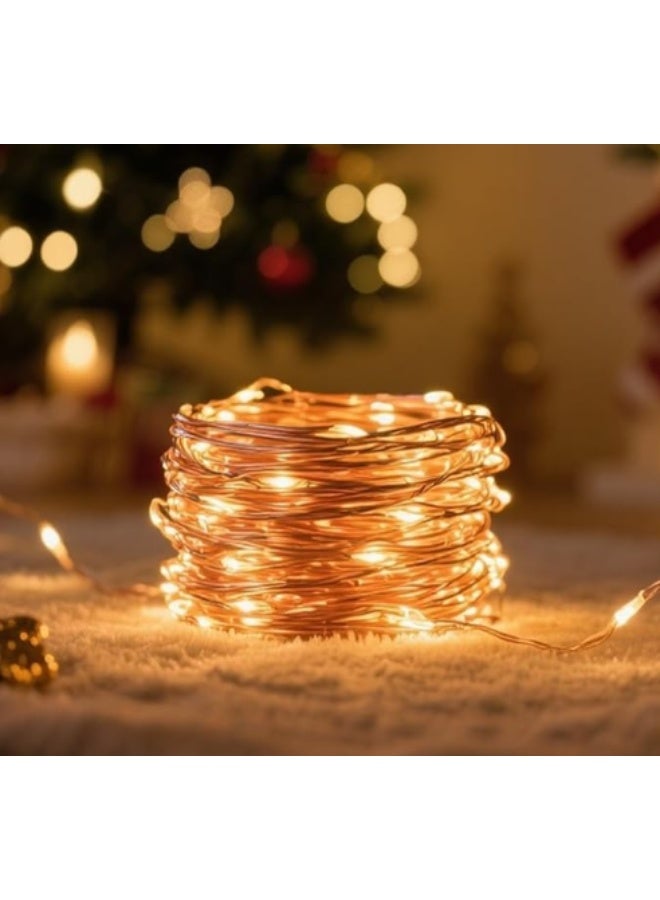 T Tersely Fairy Christmas Diwali Lights Battery Operated, 10M/33ft/100 LED Warm White String Light, Waterproof Battery Case, Indoor Lights for Xmas Tree Wedding,Party Events Garden Spring Decoration - Image 3