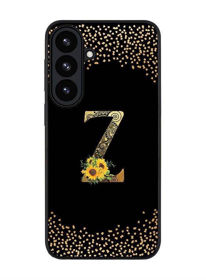 For Samsung Galaxy S26 Case,Slim fit Camera Protection, Shockproof Thin Phone cover  - Custom Floral Monogram - Z ( Black )