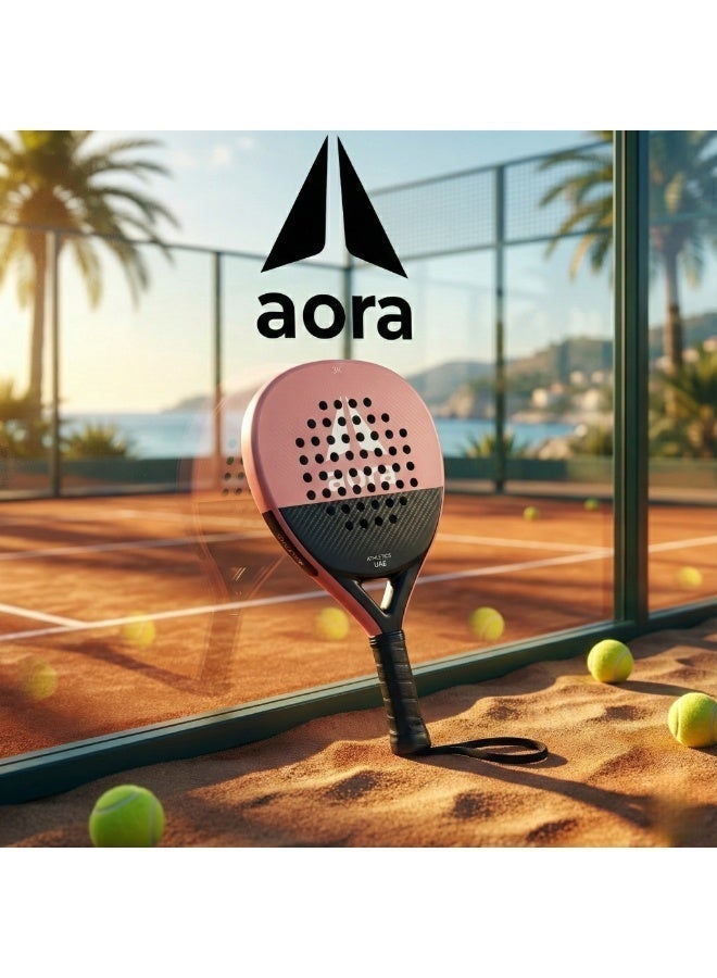 Aora Paddle Tennis Racket 3K Carbon Fiber Terra Cotta – Premium Padel Racket for Power & Control, Featuring Textured Surface for Spin, EVA Memory Foam Core & Soft Ergonomic Grip for Long Play Comfort - Image 1