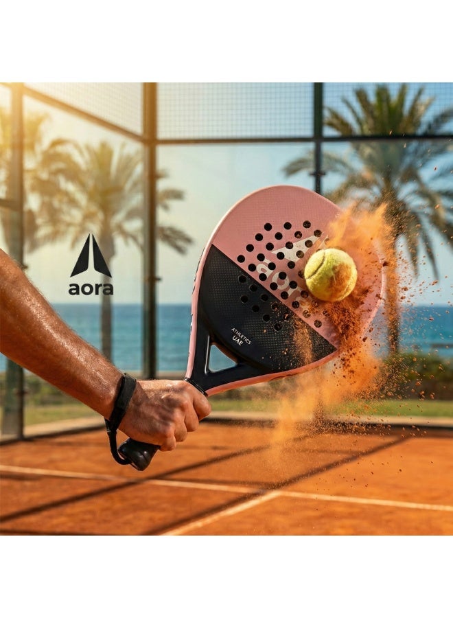 Aora Paddle Tennis Racket 3K Carbon Fiber Terra Cotta – Premium Padel Racket for Power & Control, Featuring Textured Surface for Spin, EVA Memory Foam Core & Soft Ergonomic Grip for Long Play Comfort - Image 3