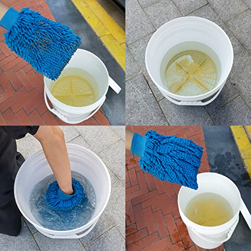 amiss دلو غسيل السيارات 2 حزمة من أميش، أداة غسيل السيارات ومجموعات التفاصيل، أداة دلو لمنع الخدوش، ملحقات داخلية وخارجية للسيارة، تناسب 10.2 بوصة - أصفر - Image 3