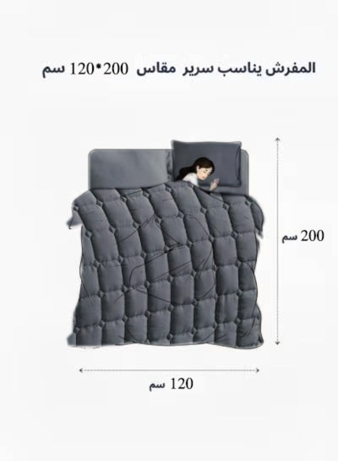 مون مفرش سرير نفر ونص سادة مبطن مضغوط بتصميم مربعات أنيق – 4 قطع – لحاف 170×220 سم – شرشف مغاط عميق 120×200+35 سم مع غطاء وسادة وغطاء مخدة ديكور - Image 5