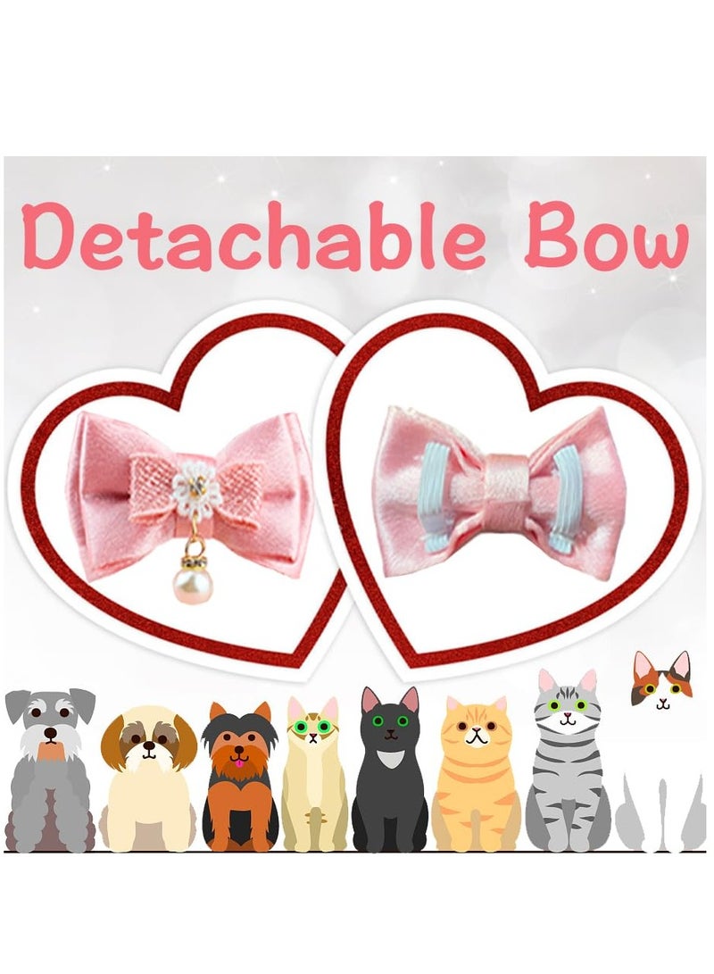 Breakaway Cat Collar, Bowtie Kitty Collar with Flower, Cat Collar with Tie, Cute Cat Collar for Girl/Boy Cat, 2 Pack, Color A +Color B - Image 3