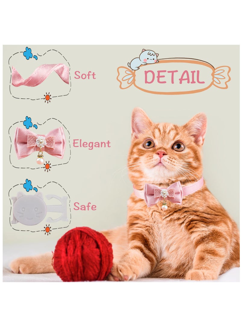 Breakaway Cat Collar, Bowtie Kitty Collar with Flower, Cat Collar with Tie, Cute Cat Collar for Girl/Boy Cat, 2 Pack, Color A +Color B - Image 2