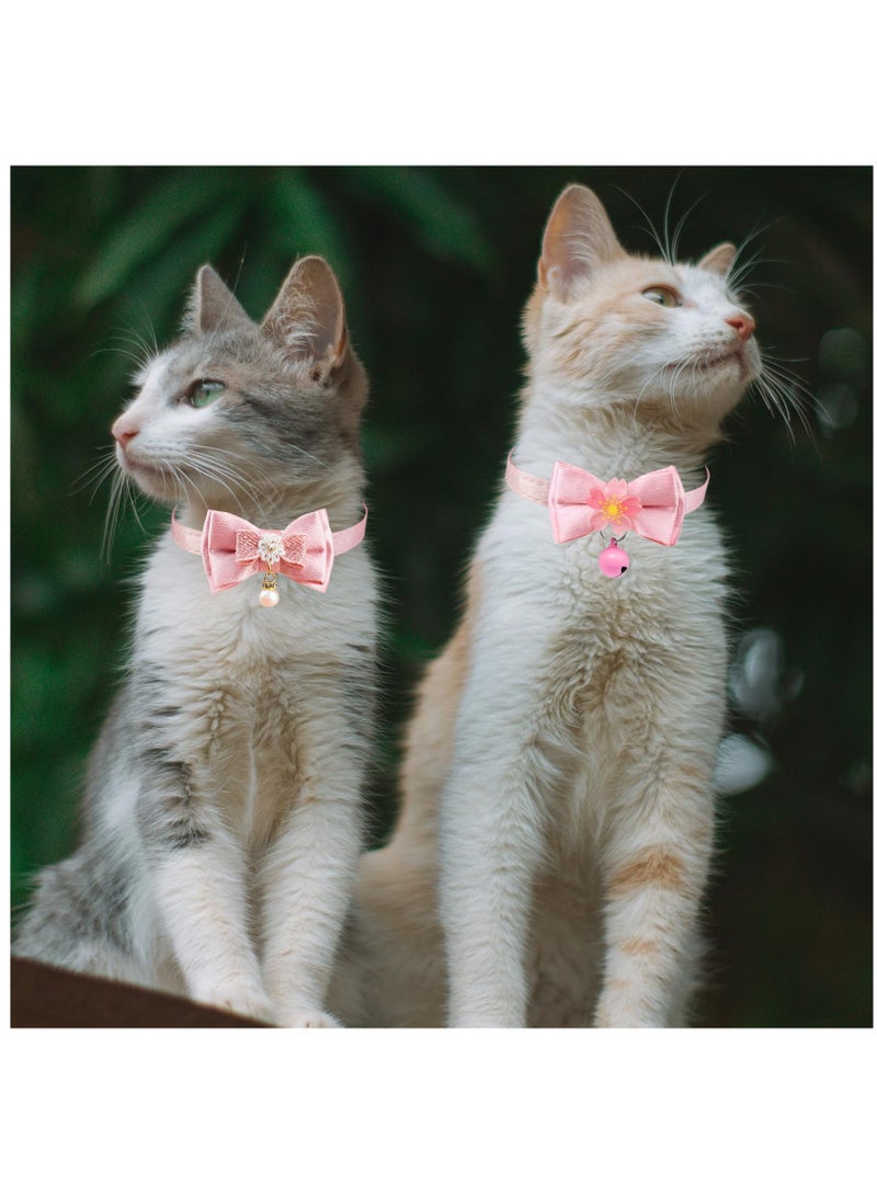 Breakaway Cat Collar, Bowtie Kitty Collar with Flower, Cat Collar with Tie, Cute Cat Collar for Girl/Boy Cat, 2 Pack, Color A +Color B - Image 5