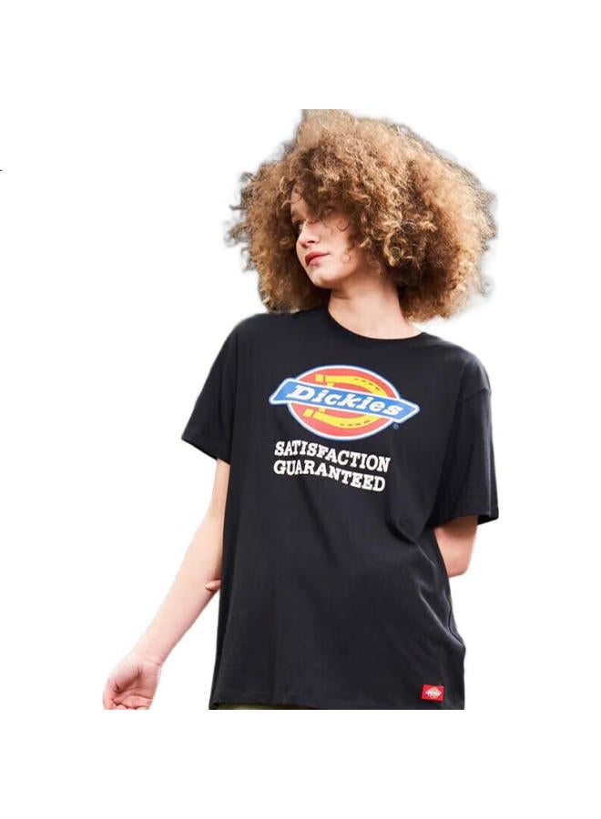 Dickies تي شيرت قصير الأكمام بطباعة الشعار للزوجين بياقة دائرية غير رسمية للرجال Dk007088 أسود XXL - Image 2