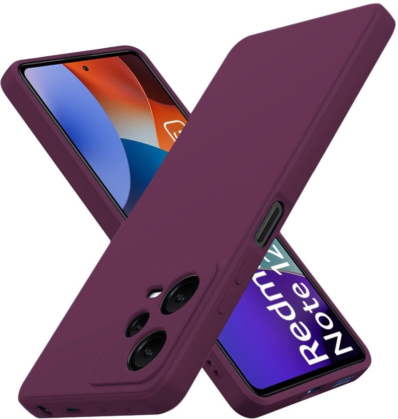 DIZORO Compatible with Mi Redmi Note 12 Pro 5G Back Cover with Upgraded Square Edges for Camera Protection Shockproof Flexible Matte Liquid Silicone Mobile Phone Case (Wine Red) - Image 1