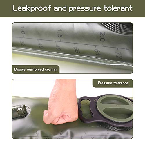 LANNEY 2L Hydration Bladder, Water Bladder for Hiking Backpack 2 Liter Military Green Water Storage Bag with Insulated Tube, Hydration Back Pack Replacement for Outdoor Camping Running Cycling - Image 4