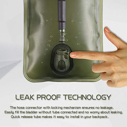 LANNEY 2L Hydration Bladder, Water Bladder for Hiking Backpack 2 Liter Military Green Water Storage Bag with Insulated Tube, Hydration Back Pack Replacement for Outdoor Camping Running Cycling - Image 3
