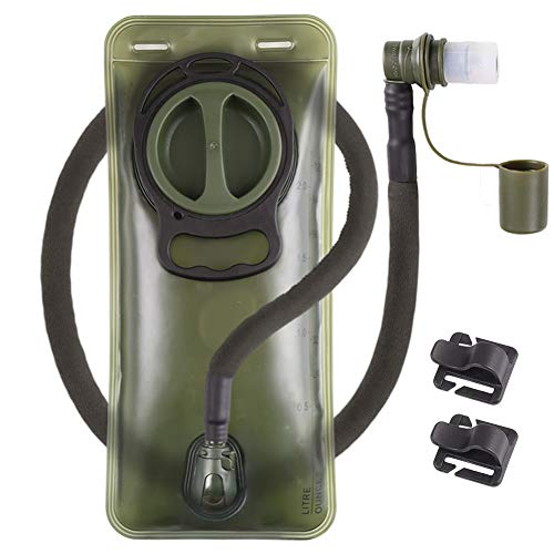 LANNEY 2L Hydration Bladder, Water Bladder for Hiking Backpack 2 Liter Military Green Water Storage Bag with Insulated Tube, Hydration Back Pack Replacement for Outdoor Camping Running Cycling - Image 1