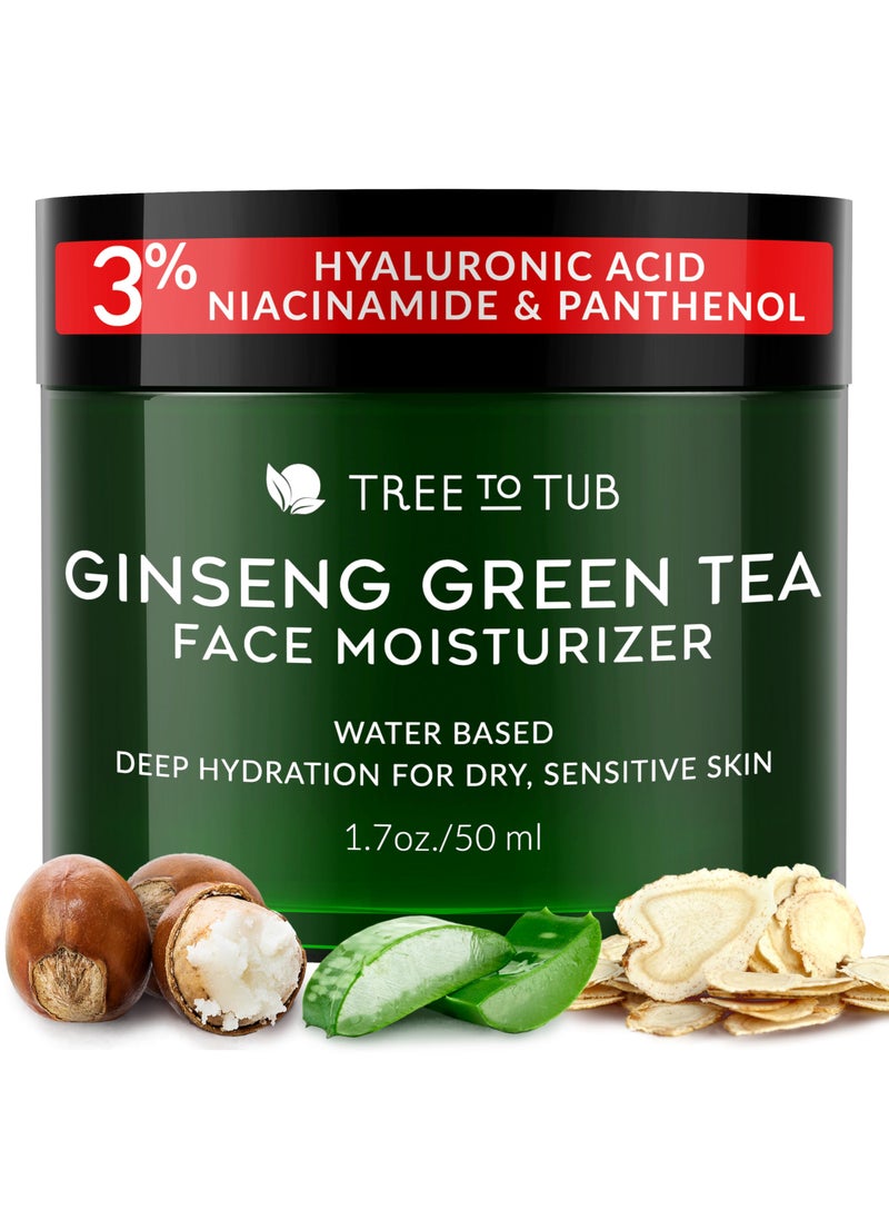 Tree to Tub - Tree to Tub Hydrating Face Moisturizer for Dry & Sensitive Skin - Water Based Hyaluronic Acid Facial Moisturizer, Moisturizing Face Cream for Women & Men w/Organic Aloe, Green Tea, Natural Ginseng - Image 1