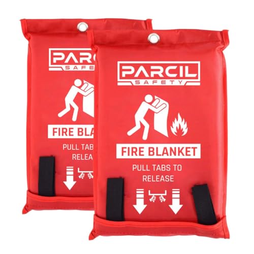 Parcil Distribution Parcil Safety PD-452 Emergency Fire Blanket (Pack of 2) Car Emergency Kit Fire Extinguisher for Home & Kitchen, Woven Fiberglass Household Essentials, Chemical Free, No Mess, Large - Image 1