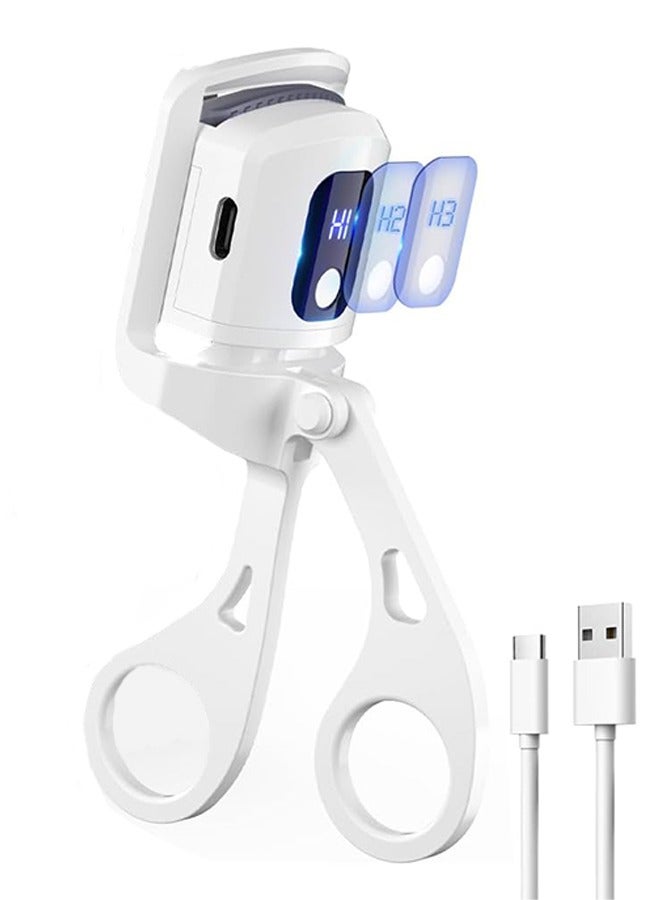 general Heated Eyelash Curlers with 3 Heating Modes, Temperature Display and Rapid Heating Electric Eyelash Curler, USB Rechargeable Eye Lash Curler for Long-Lasting Curl,White - Image 1
