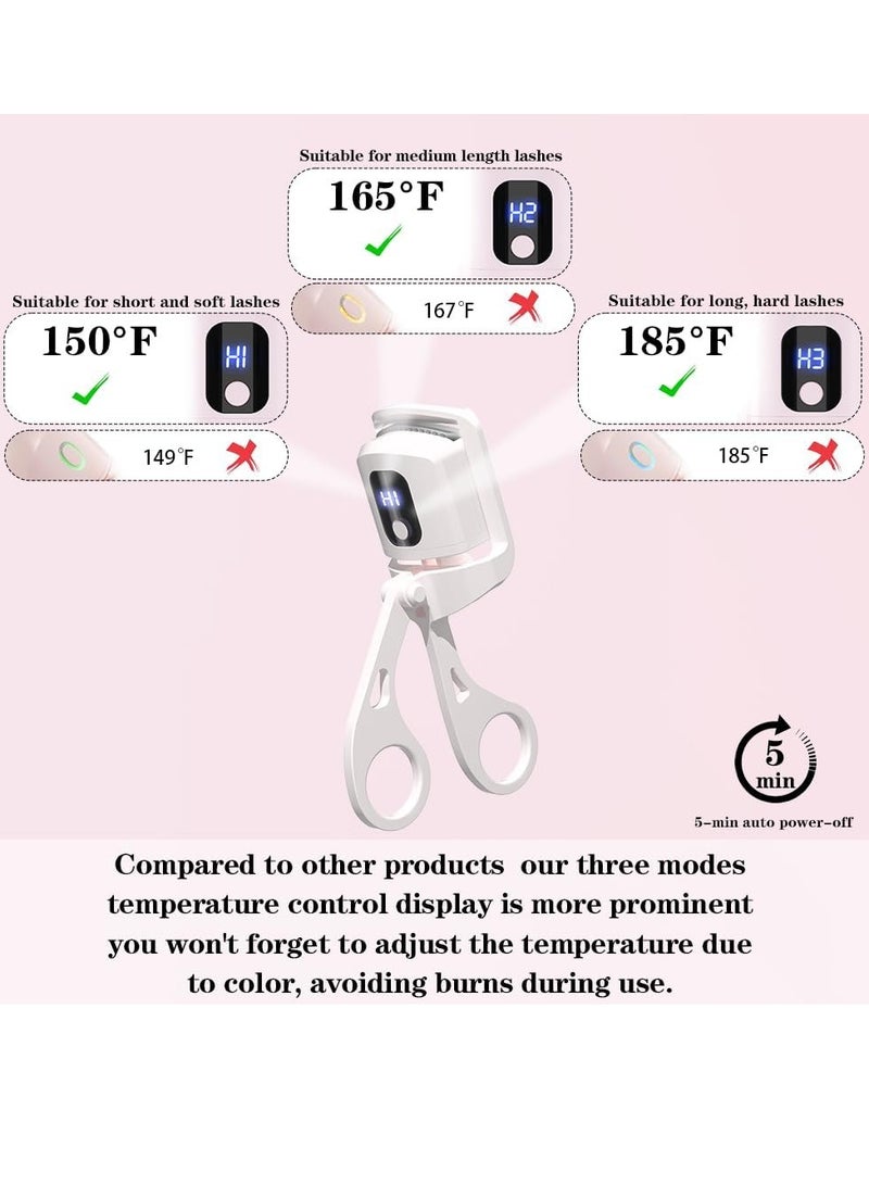 general Heated Eyelash Curlers with 3 Heating Modes, Temperature Display and Rapid Heating Electric Eyelash Curler, USB Rechargeable Eye Lash Curler for Long-Lasting Curl,White - Image 4