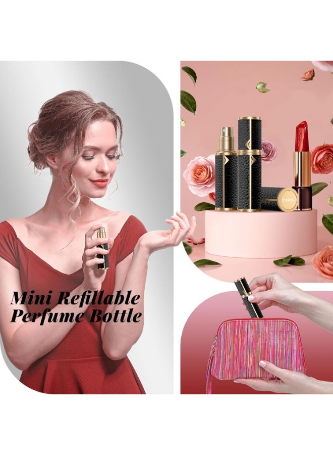 Perfume Travel Refillable Bottle, Genuine Leather Bottom-Filling Fragrances Perfume Atomizer, Mini Cologne Dispenser, Portable Sprayer Pocket Size for Cruise Car Trip Purse Gift 5ml (Black) - Image 5