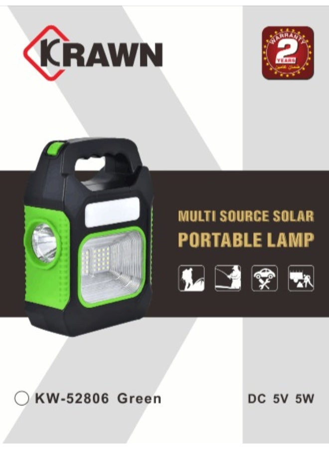 KRAWN 3-Light Camping Flashlight + Solar Charger - Image 1