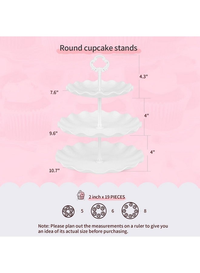 NWK Pack of 10 NWK Dessert Stand Set with 2X Large 2-Tier and 2X Large 3-Tier Cupcake Stands, 4 x Appetizer Trays, 2 x Cake Pop Stands, for Birthday Baby Shower Party Decorations - Image 3