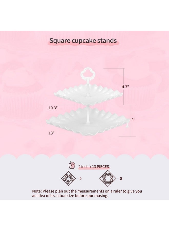 NWK Pack of 10 NWK Dessert Stand Set with 2X Large 2-Tier and 2X Large 3-Tier Cupcake Stands, 4 x Appetizer Trays, 2 x Cake Pop Stands, for Birthday Baby Shower Party Decorations - Image 4