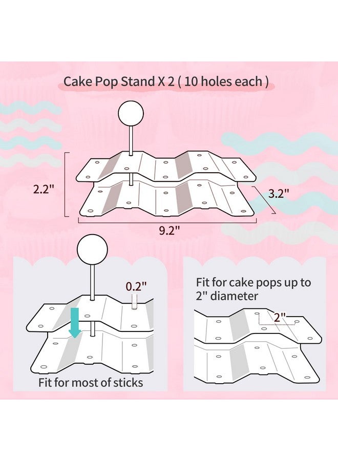 NWK Pack of 10 NWK Dessert Stand Set with 2X Large 2-Tier and 2X Large 3-Tier Cupcake Stands, 4 x Appetizer Trays, 2 x Cake Pop Stands, for Birthday Baby Shower Party Decorations - Image 5