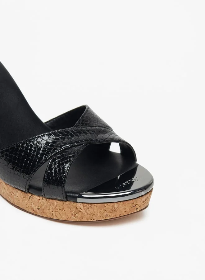Celeste Women's Cross Strap Slip-On Sandals with Wedge Heels