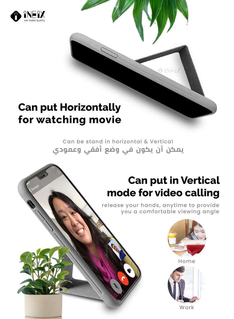 إينيكس جراب حماية 3 في 1 مغناطيسي ذو مسند للهاتف وسوار لأصابع اليد لهاتف  ايفون 15 بلس‎-رمادي - Image 3