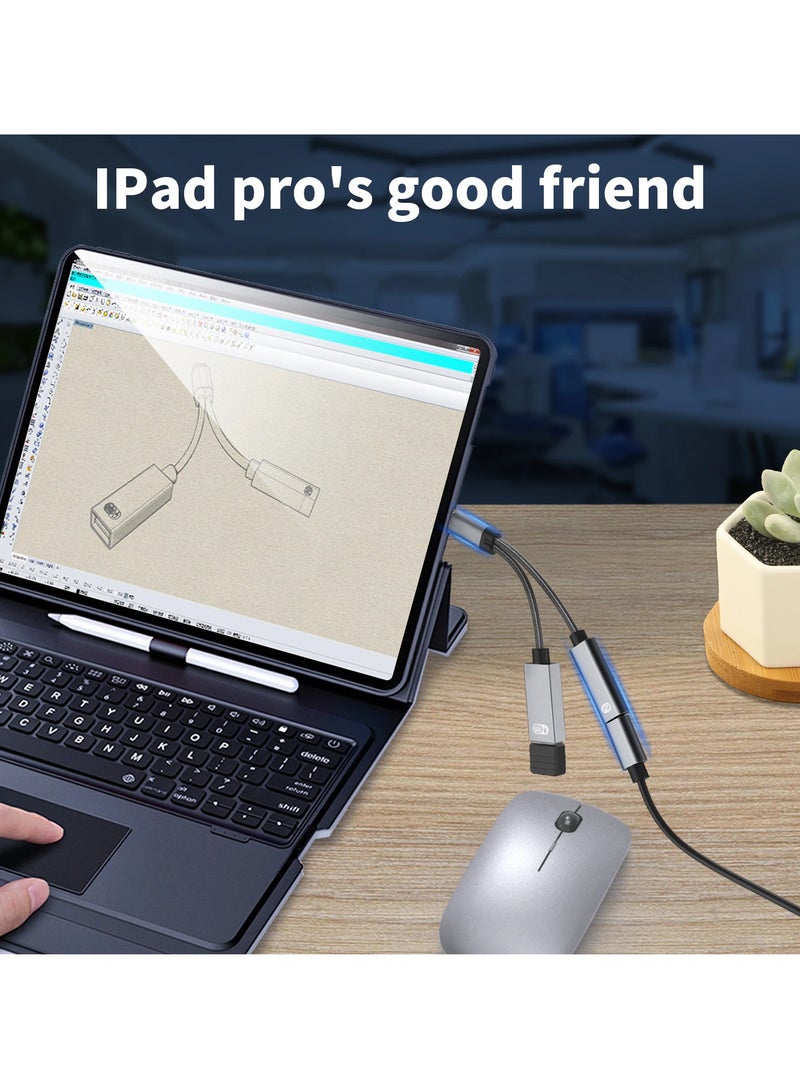 USB C OTG Cable Phone Adapter 2in1 Type C Male to USB C Female Charging Port with USB Female Splitter Adapter for Samsung Google - Image 4
