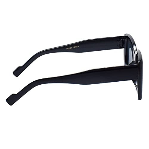 Peter Jones Black Oversized Square Sunglasses for Men & Women | UV Protected Broad Frame Stylish Retro Eyewear | Lightweight Vintage Fashion Shades (Model 18077B) - Image 5