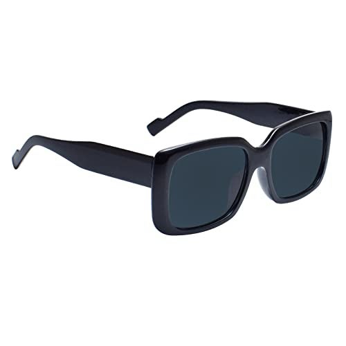 Peter Jones Black Oversized Square Sunglasses for Men & Women | UV Protected Broad Frame Stylish Retro Eyewear | Lightweight Vintage Fashion Shades (Model 18077B) - Image 1