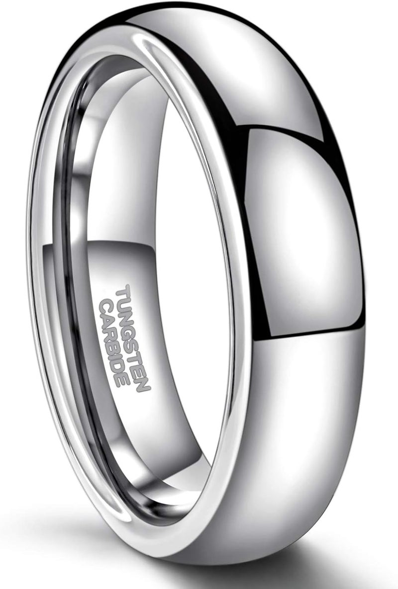 Greenpod 6mm Silver Tungsten Carbide Ring for Men and Women - High Polished Comfort Fit Wedding Band Size 9.5 - Image 1