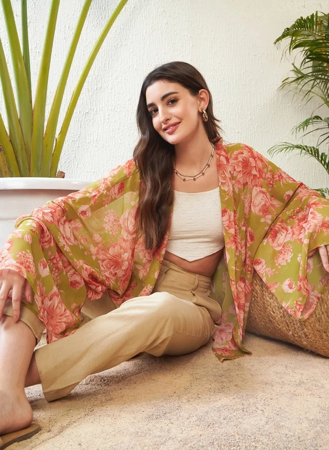 ساسافراس Floral Printed Kimono Shrug for Women