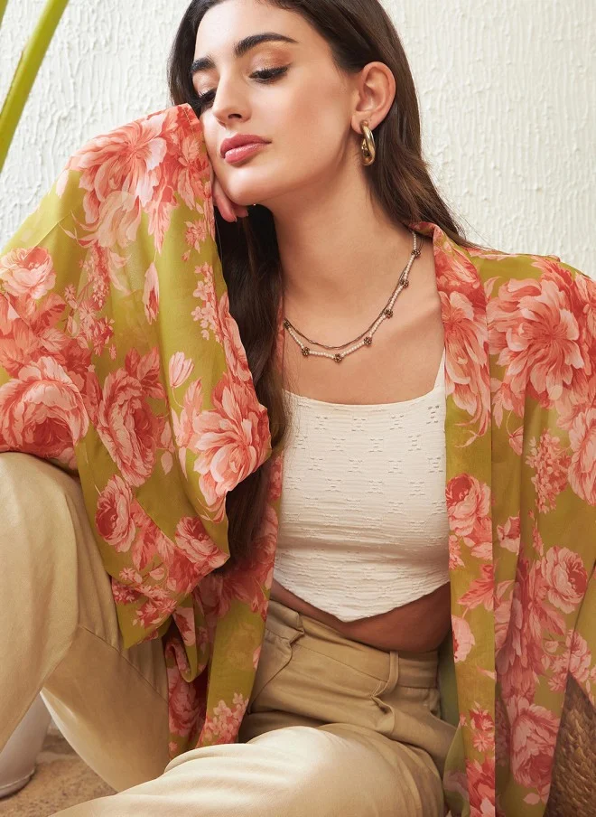 ساسافراس Floral Printed Kimono Shrug for Women
