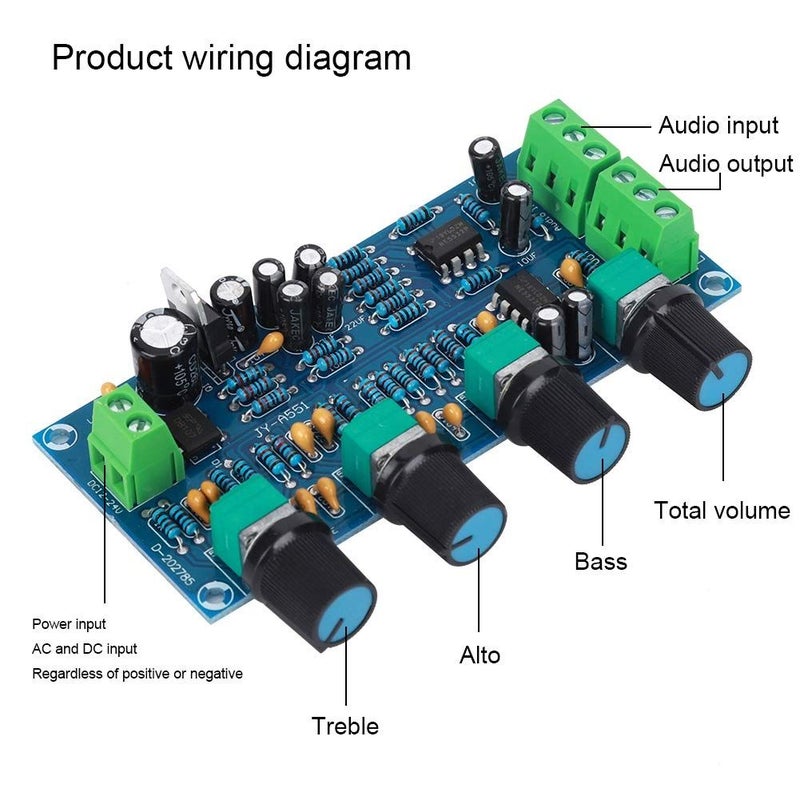 Hapivida NE5532 Preamp Tone Board Single Power Supply Volume Bass Treble Control 12V 24V DC Audio Amplifier - Image 3