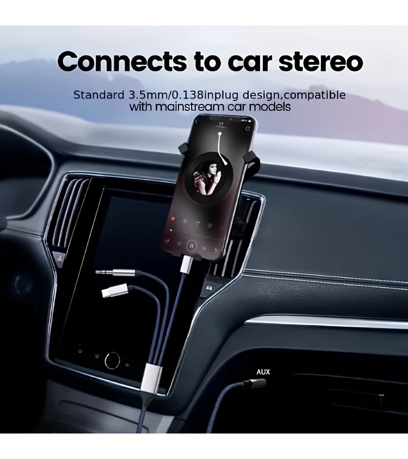 3 In 1 Car Audio Cable For iPhone Type C Aux 3.5mm Male To USB C Adapter With Charging Braided - Image 2