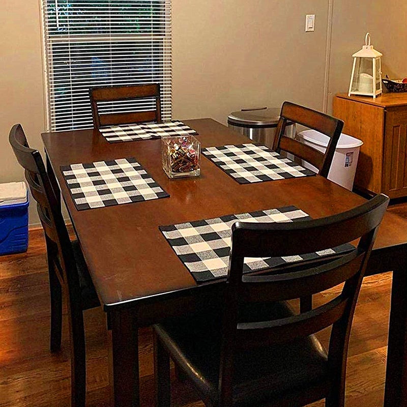 UKELER Placemats Set of 4 - Buffalo Check Plaid Placemats 100% Cotton Plaid Woven Placemats Washable Decorative Heat - Image 1