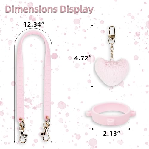 SITKOL Handle Strap with Heart Charms for Owala & Stanley Cups, for Owala Water Bottle 24oz, 32oz, 40oz, Owala Coffee Tumbler, Pink Owala, Stanley 30oz, 40oz Tumblers, Stanley & Owala Accessories (Pink) - Image 5