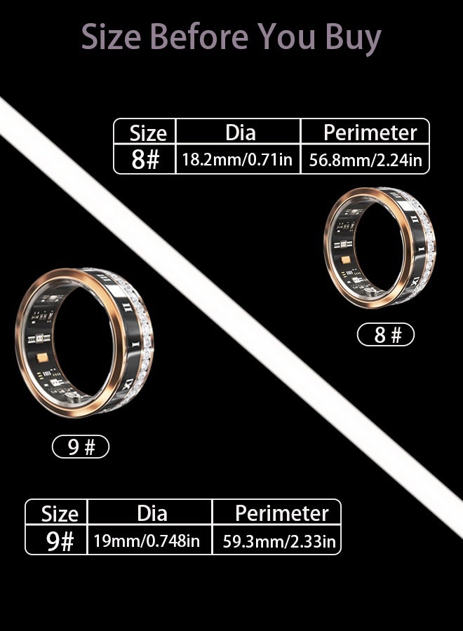 Smart Ring Sleep Tracker for Men Women，Health Rings with Blood Pressure, Heart Rate Tracking， Long Lasting Batteries Waterproof Fitness Tracker with iOS  Android(Gold ) - Image 5