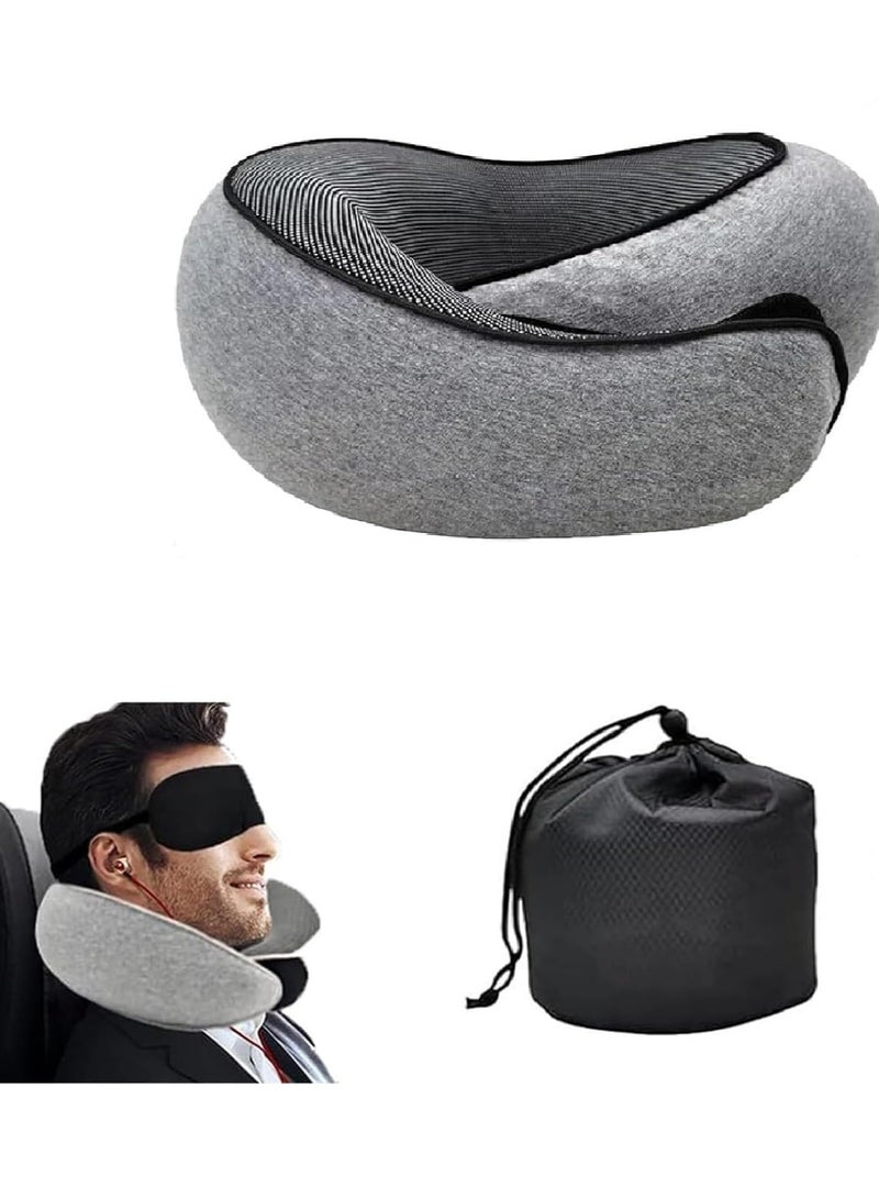 ميكسد وسادة الرقبة للسفر، وسادة الرقبة للسفر، وسادة الرقبة للسفر، وسادة الرقبة للطائرات، وسادة الرقبة للطائرات، وسادة الرقبة للسفر، وسادة السفر من الإسفنج الميموري فوم للطائرات (رمادي) - Image 1